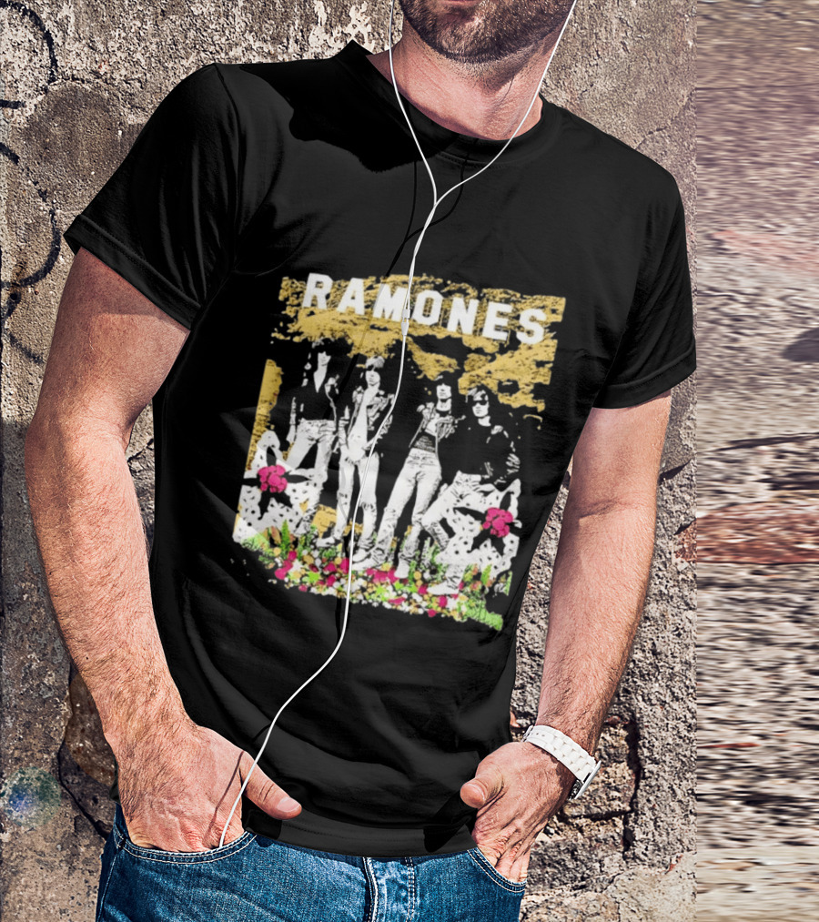 Ramones Floral Punk Rock Music Band T-Shirt