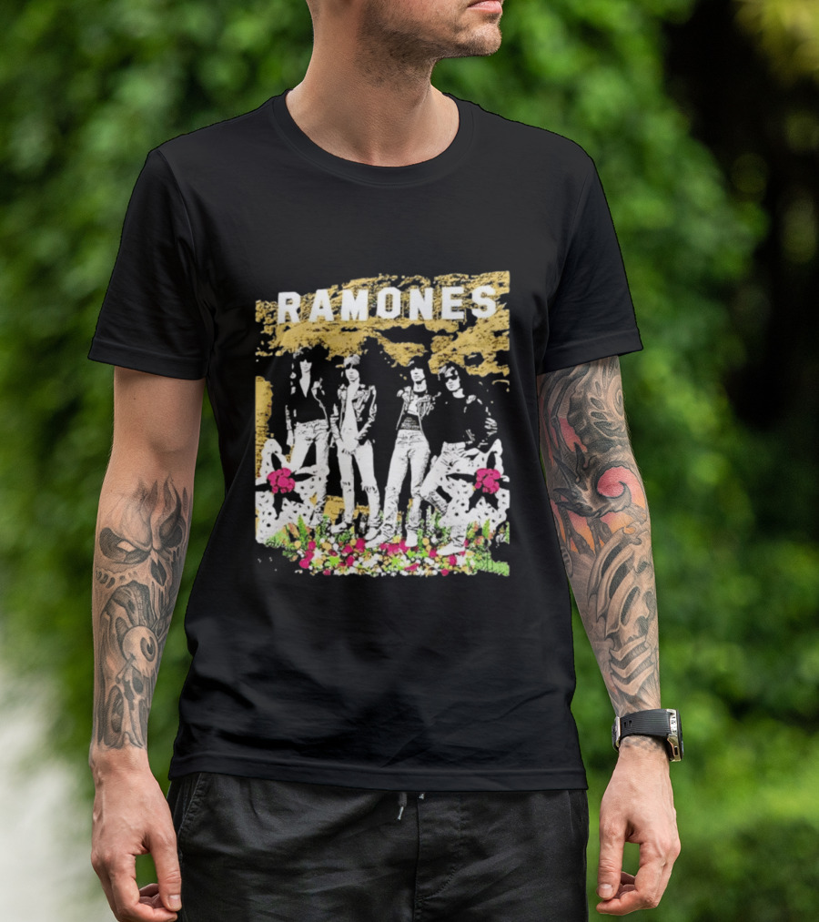 Ramones Floral Punk Rock Music Band T-Shirt