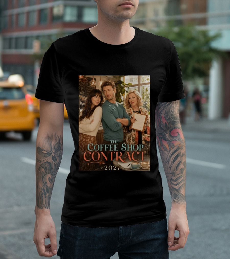 The Coffee Shop Contract 2027 Cozy Romantic Comedy Scene T-Shirt
