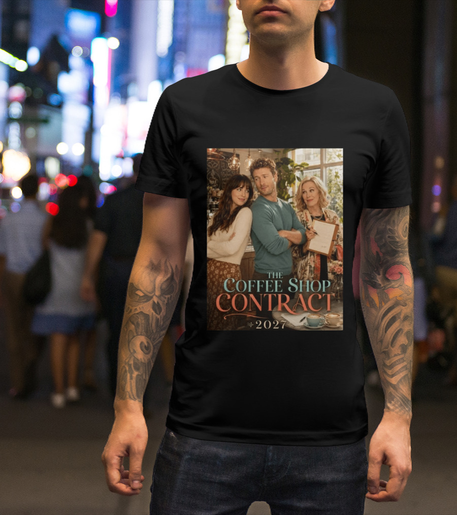 The Coffee Shop Contract 2027 Cozy Romantic Comedy Scene T-Shirt