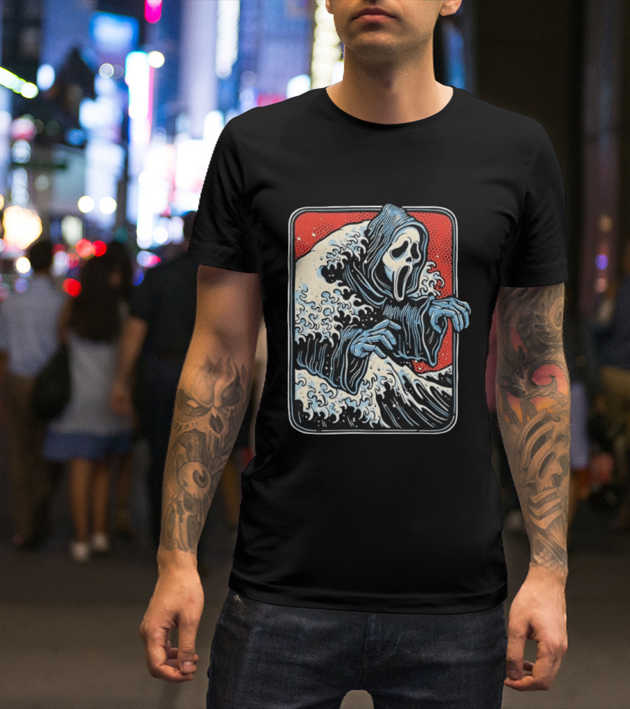Ghostface The Great Wave Halftone Scream T-Shirt