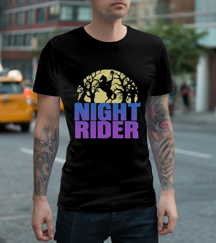 Night Rider Headless Horseman Halloween Moon T-Shirt