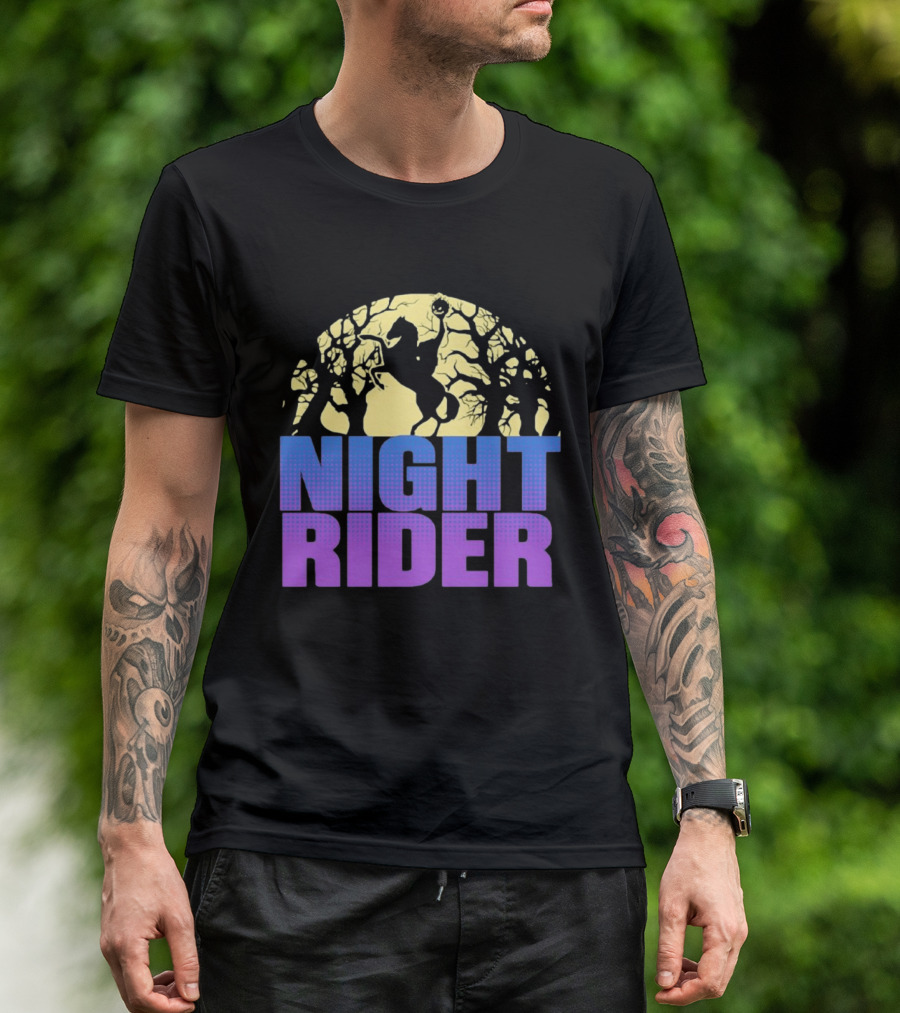 Night Rider Headless Horseman Halloween Moon T-Shirt