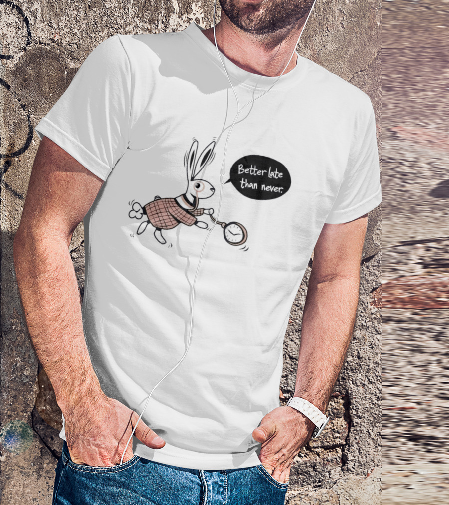 Better Late Than Never Rabbit Pocket T-Shirt
