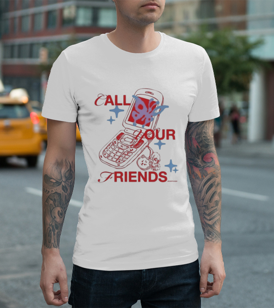 Call Your Friends Butterfly Flip Phone Stars T-Shirt