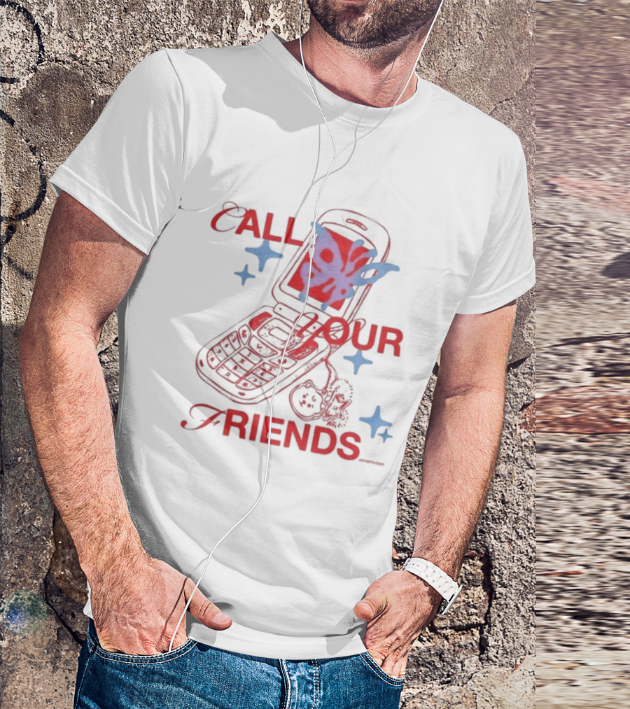 Call Your Friends Butterfly Flip Phone Stars T-Shirt