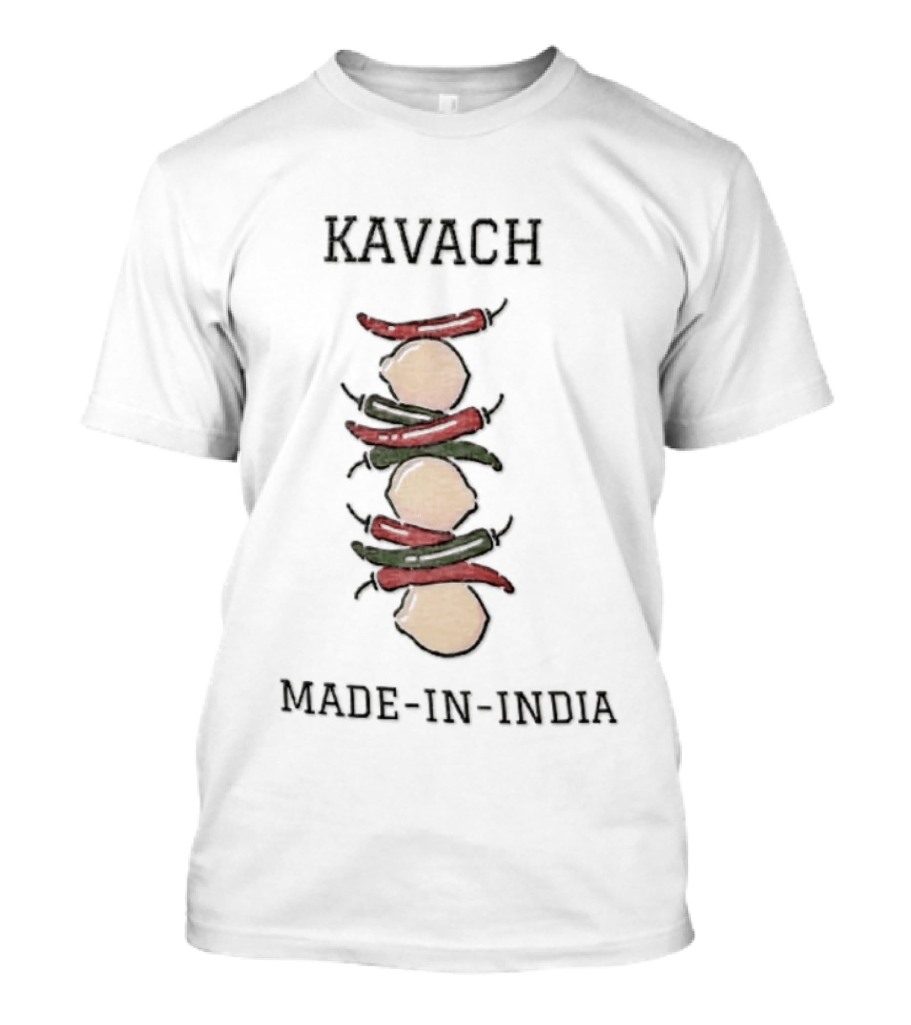 Kavach Made In India Cartoon Stacked Lemons And Chili Peppers T-Shirt
