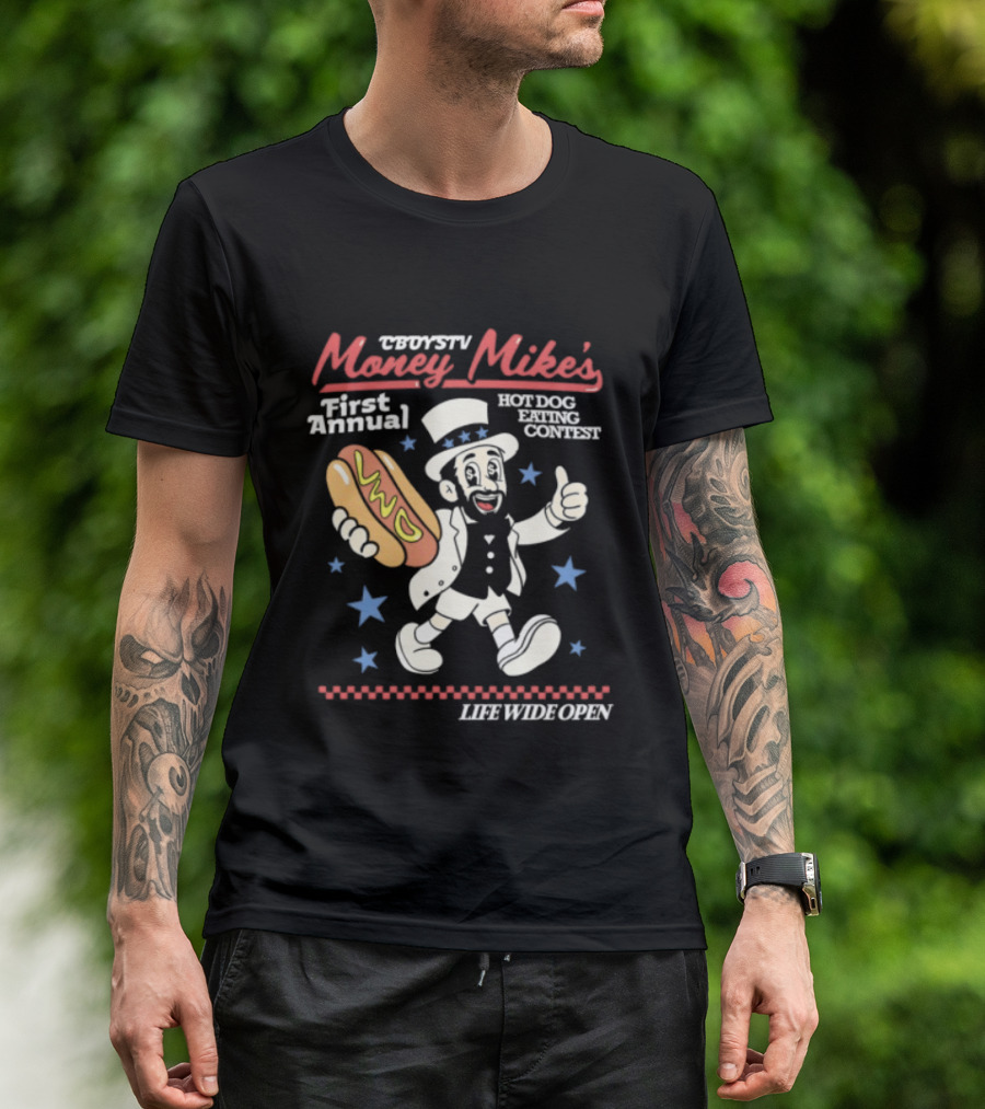 Cboystv Money Mikes First Annual Hotdog Eating Contest Live Wide Open T-Shirt