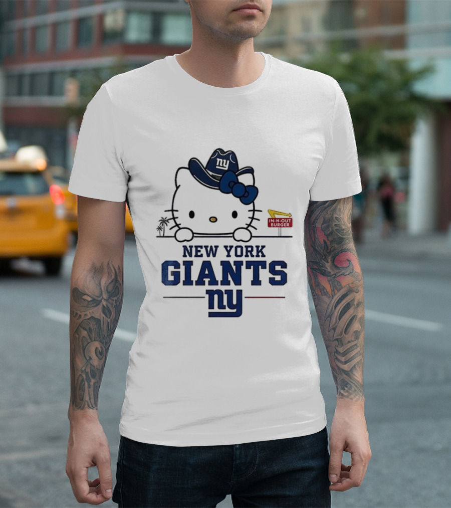 New York Giants Hello Kitty In N Out Burger Collaboration T-Shirt