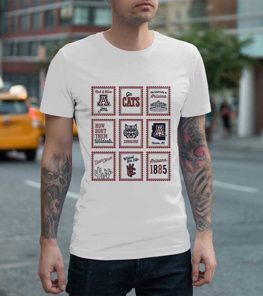 Arizona Wildcats Bear Down University Collection Go Cats Stamp Arizona 1885 Wildcats T-Shirt