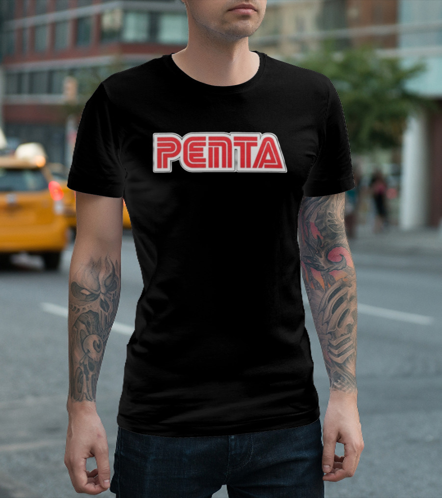 Penta Brand Retro 70s Style Bold Red Lettering T-Shirt