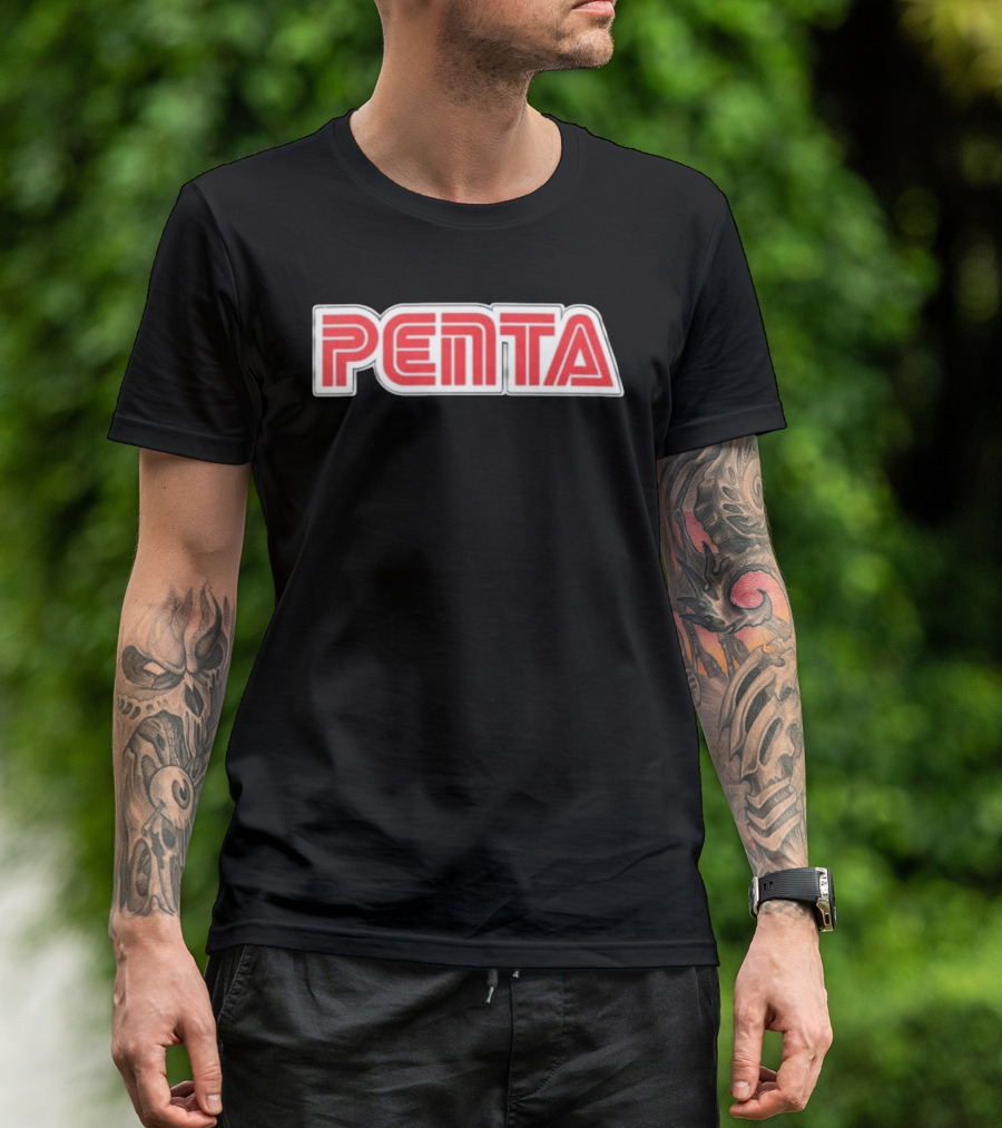 Penta Brand Retro 70s Style Bold Red Lettering T-Shirt