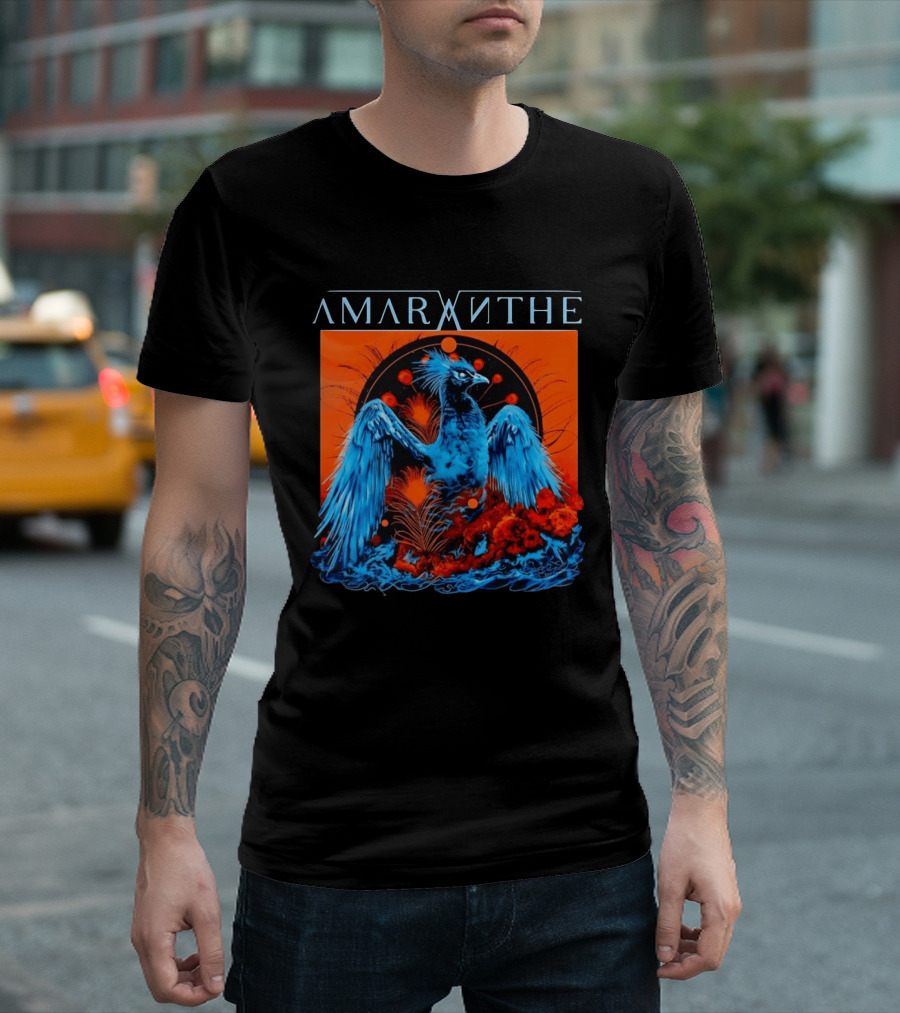 Amaranthe Phoenix Bird Metal Band Blue And Orange T-Shirt