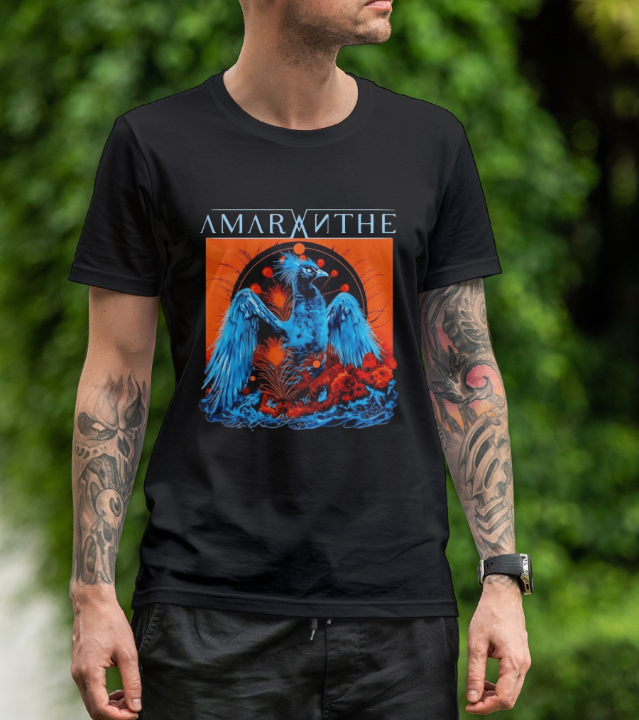 Amaranthe Phoenix Bird Metal Band Blue And Orange T-Shirt