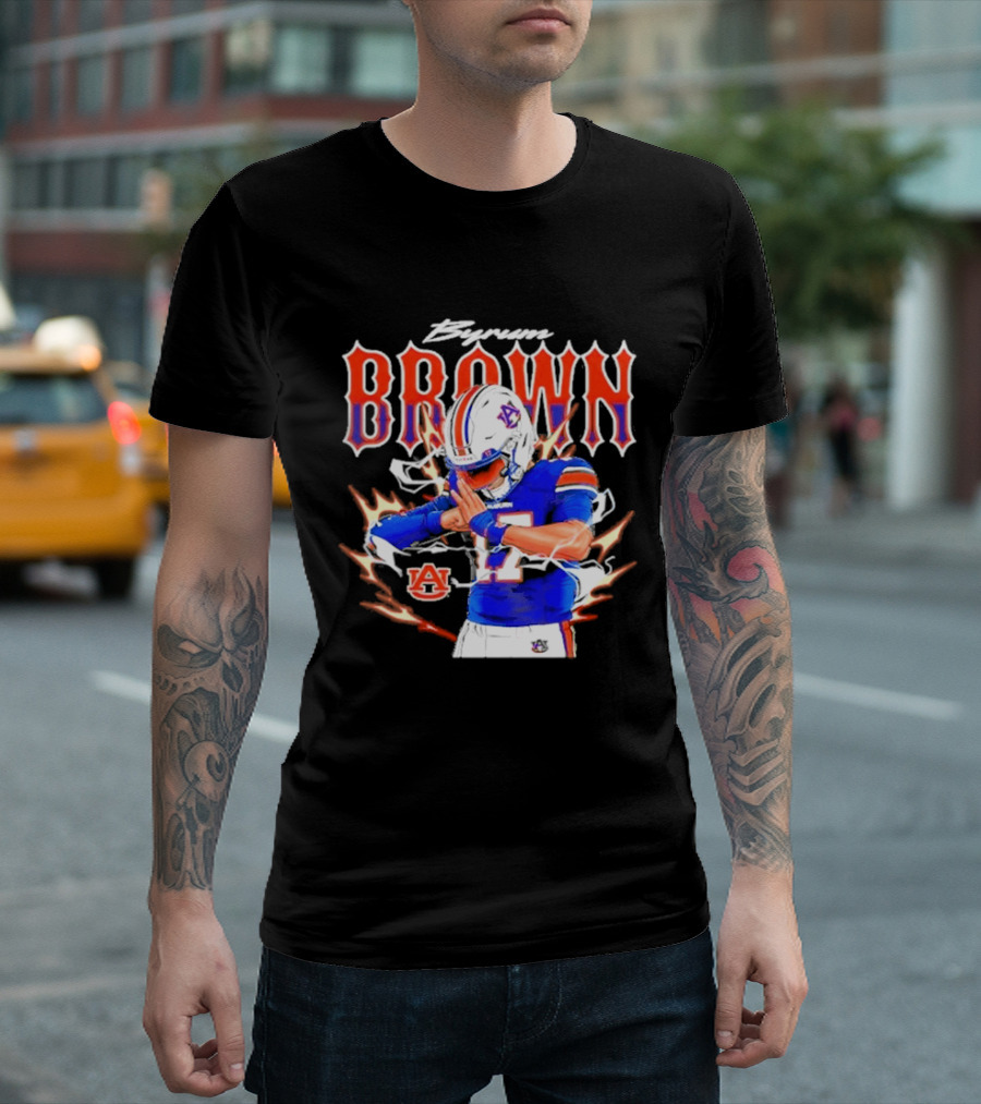 Auburn Tigers Byrum Brown Football Player Comic T-Shirt