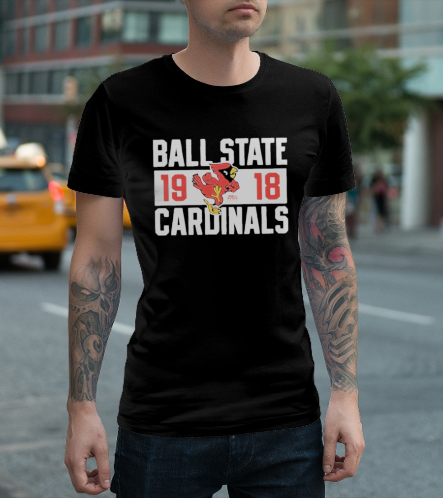 Ball State Cardinals 1918 Vintage Logo Red Cardinal Football Team T-Shirt