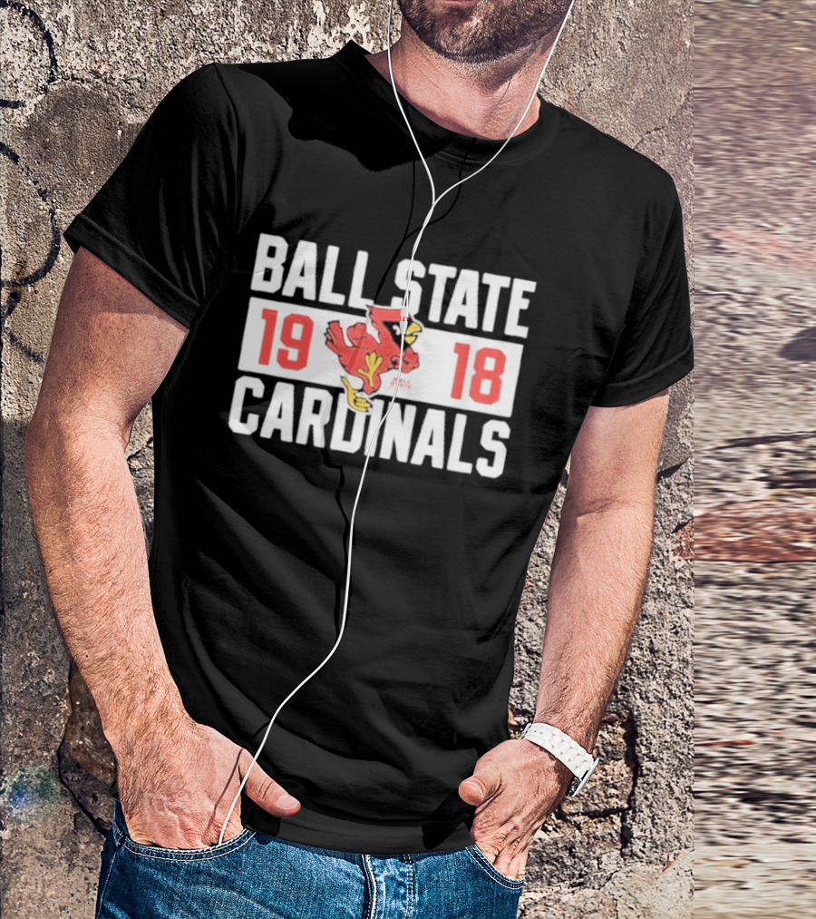 Ball State Cardinals 1918 Vintage Logo Red Cardinal Football Team T-Shirt