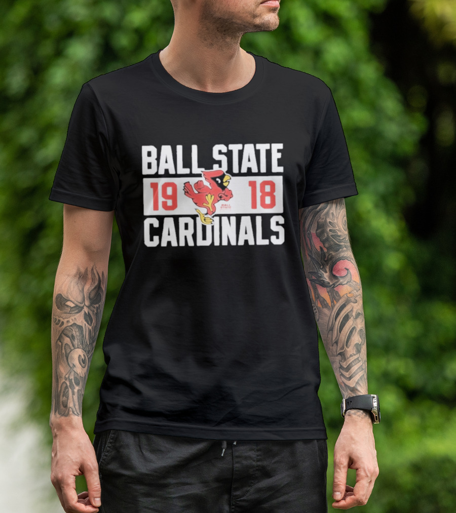Ball State Cardinals 1918 Vintage Logo Red Cardinal Football Team T-Shirt