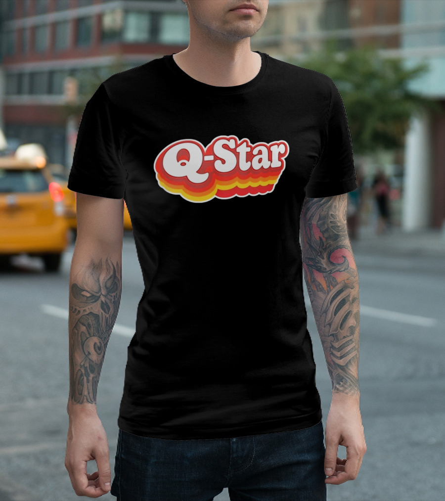 Q Star Vintage Retro Bold Font T-Shirt