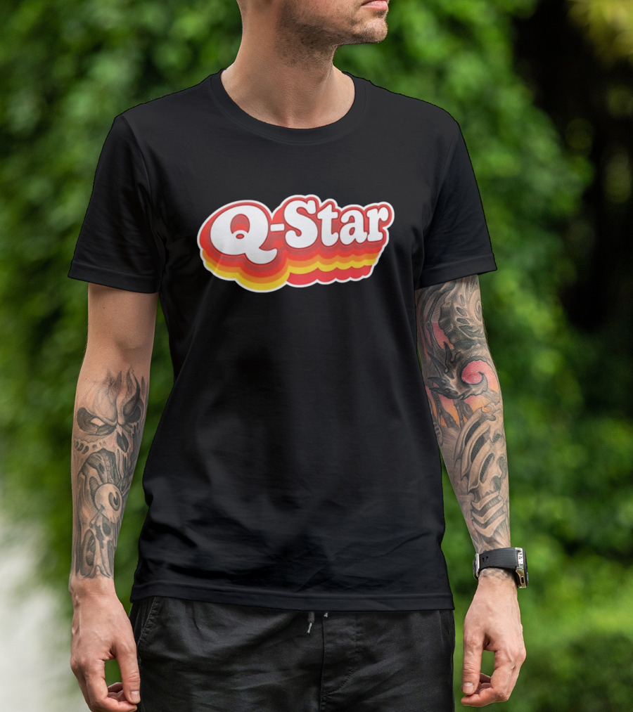Q Star Vintage Retro Bold Font T-Shirt