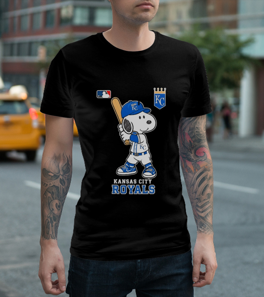 Snoopy Wearing Kansas City Royals Baseball Jersey Player MLB T-Shirt