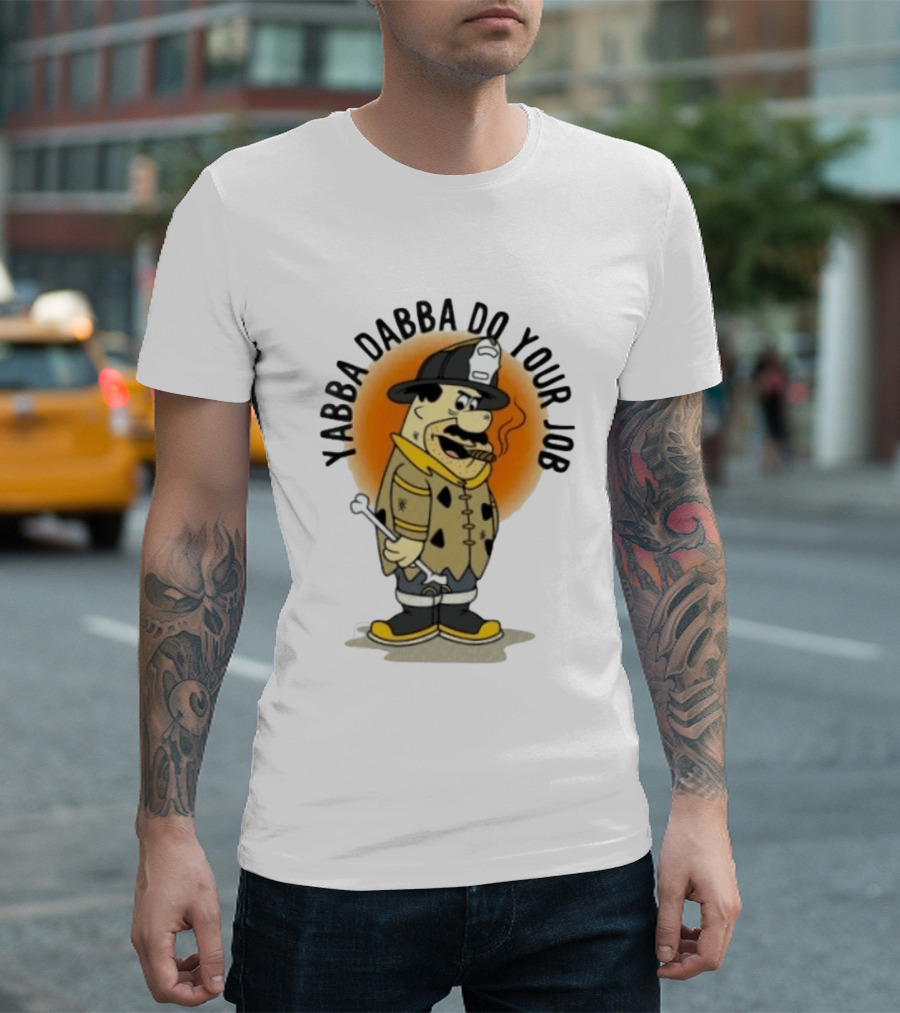 Flintstones Firefighter Yabba Dabba Do Your Job Smoking Cartoon T-Shirt