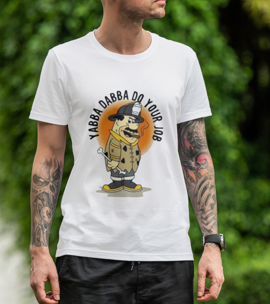 Flintstones Firefighter Yabba Dabba Do Your Job Smoking Cartoon T-Shirt