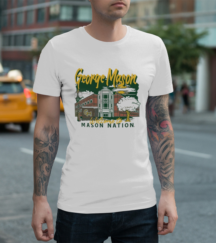 George Mason University Welcome To Mason Nation Iconic Campus Building And Tower T-Shirt