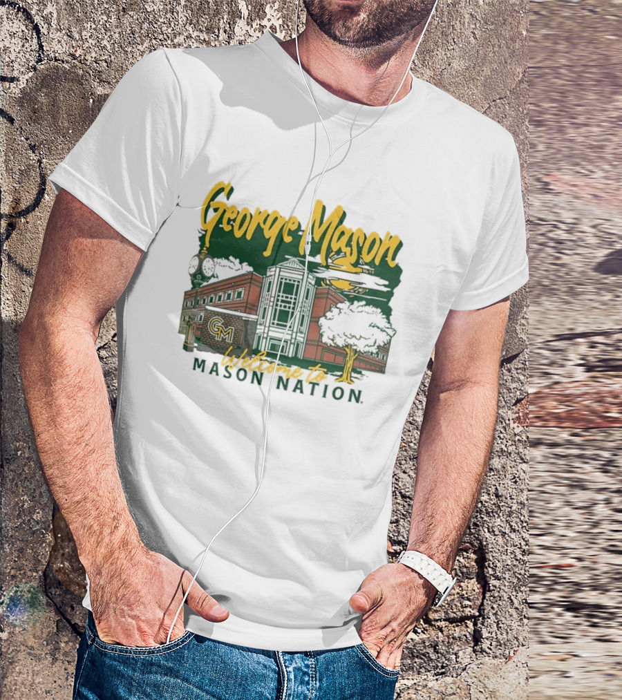 George Mason University Welcome To Mason Nation Iconic Campus Building And Tower T-Shirt