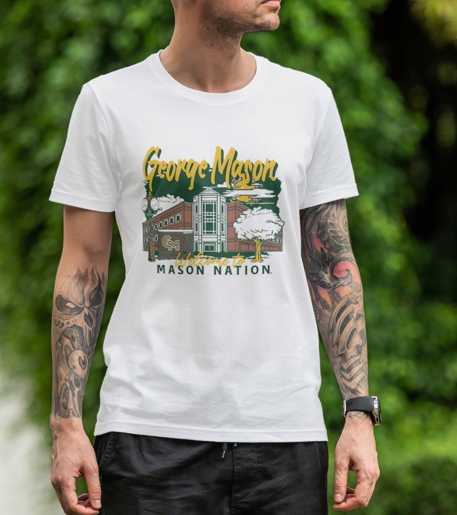 George Mason University Welcome To Mason Nation Iconic Campus Building And Tower T-Shirt