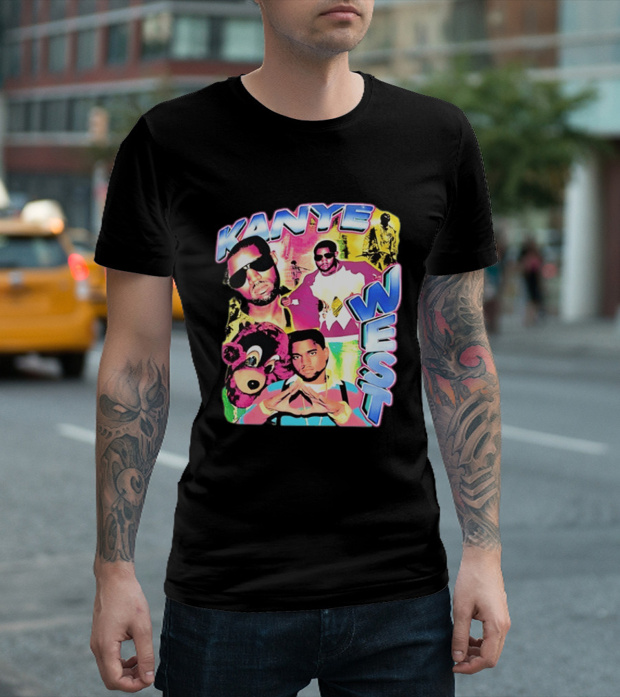 Kanye West Vintage Yeezy Bear Collage Hip Hop Rap Legend T-Shirt