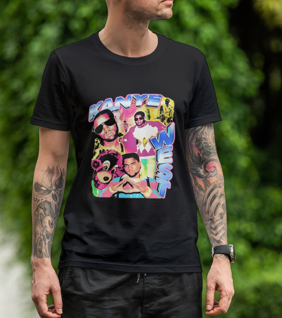 Kanye West Vintage Yeezy Bear Collage Hip Hop Rap Legend T-Shirt