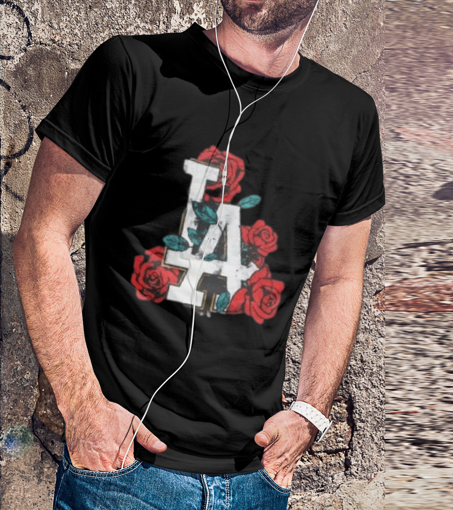 Los Angeles Dodgers LA Roses MLB Team Fan T-Shirt