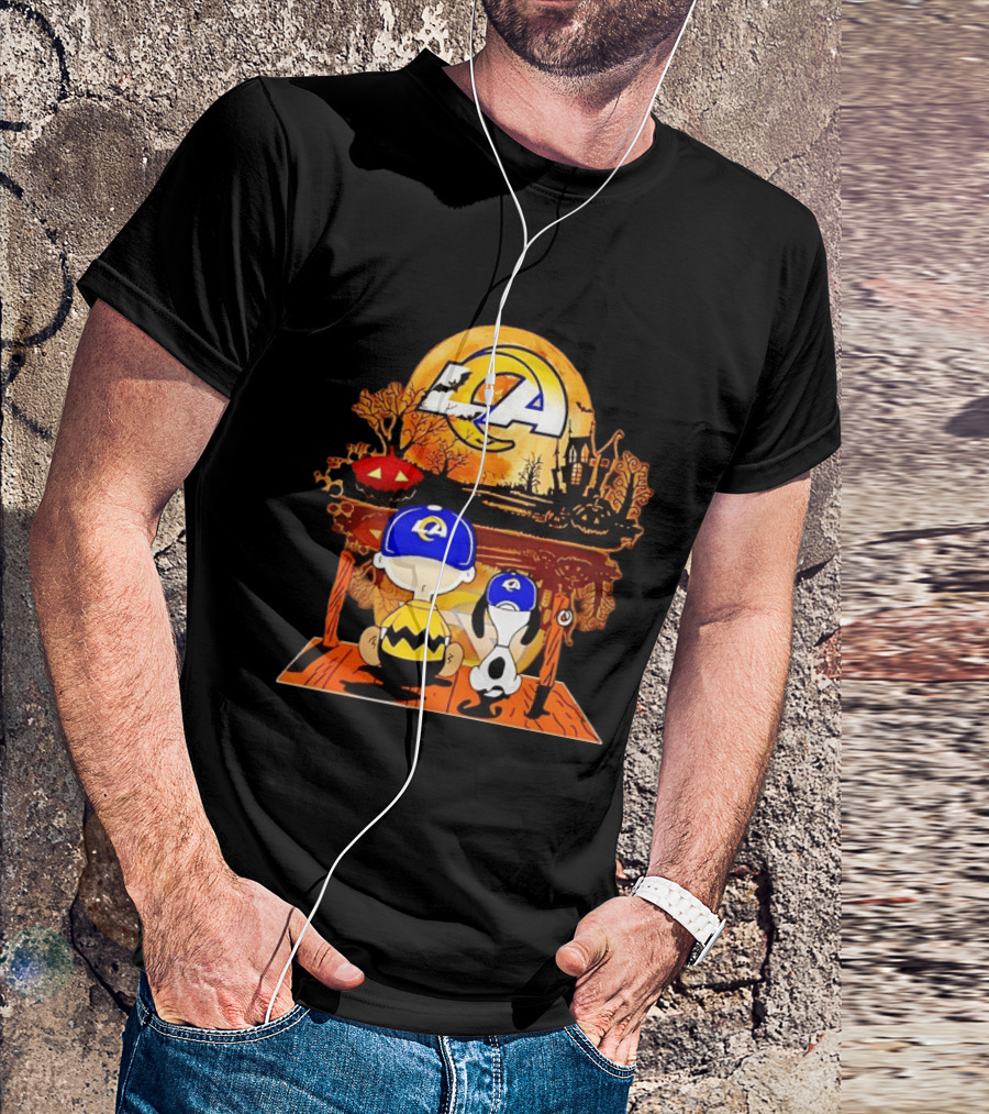 Los Angeles Rams Halloween With Charlie Brown And Snoopy T-Shirt