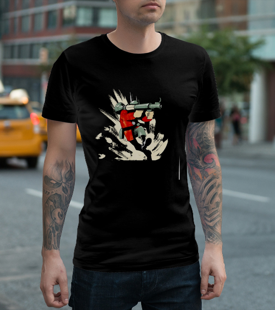 Team Fortress 2 Soldier Rocket Launcher Action Pose Explosive Blast T-Shirt