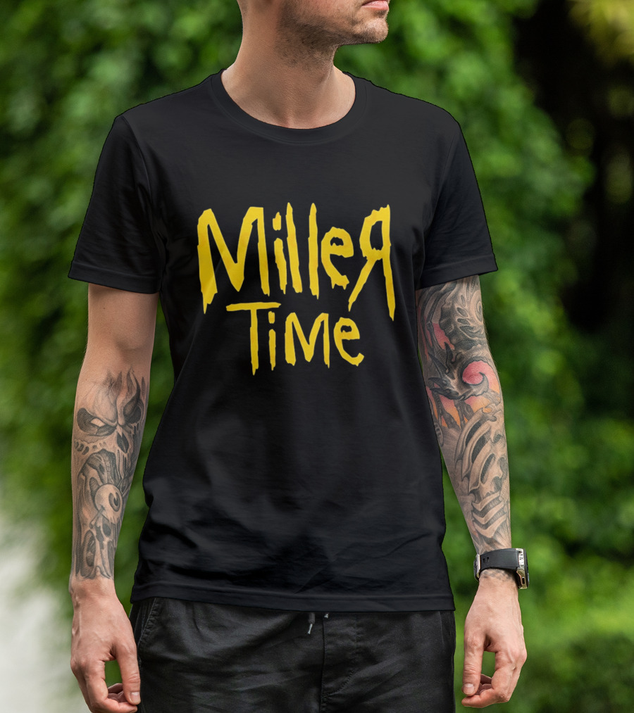 Miller Time Catchphrase Beer Culture Vintage Style Retro Yellow T-Shirt