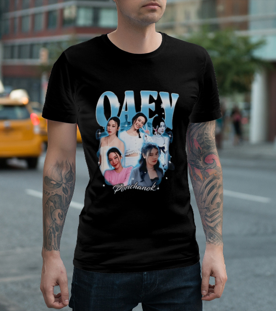 Oaey Ponchanok Woman Collage Blue Aura Sparkles Bootleg T-Shirt