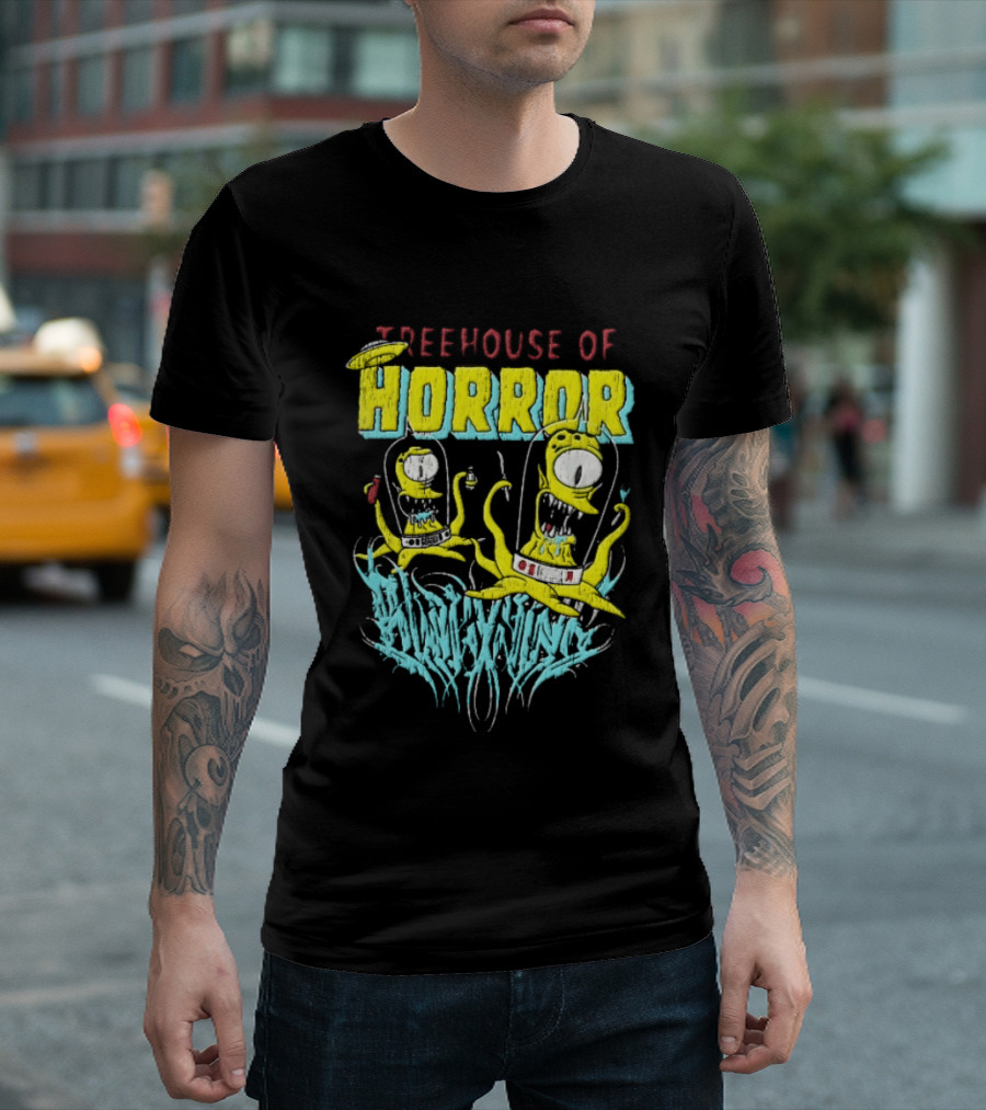Treehouse Of Horror Kang Kodos Aliens Tentacles Distressed Cartoon T-Shirt