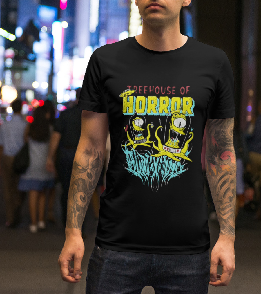 Treehouse Of Horror Kang Kodos Aliens Tentacles Distressed Cartoon T-Shirt