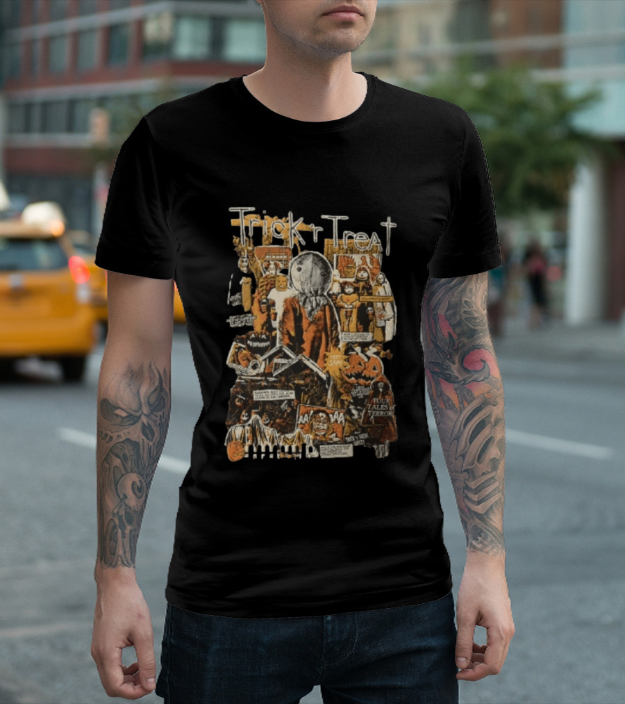 Trick R Treat Sam Halloween Four Tales Of Terror Horror Comic Collage T-Shirt