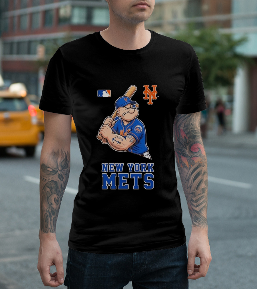 Popeye New York Mets MLB Baseball Battling Mets T-Shirt