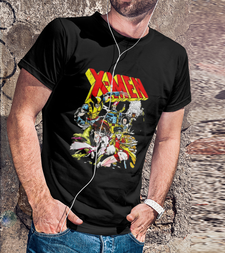 X Men Wolverine Gambit Jubilee Cyclops Storm Classic Comic Characters Distressed T-Shirt