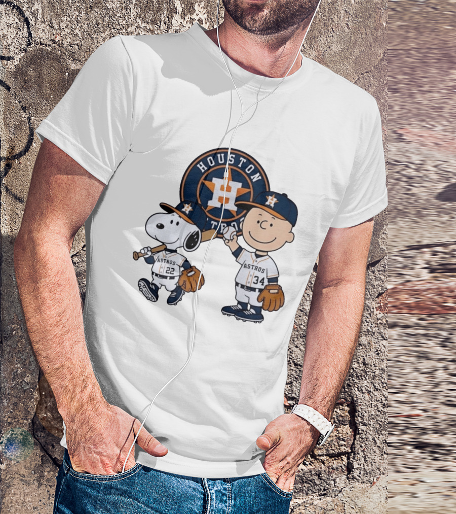 Houston Astros Snoopy Charlie Brown Baseball Player Characters T-Shirt