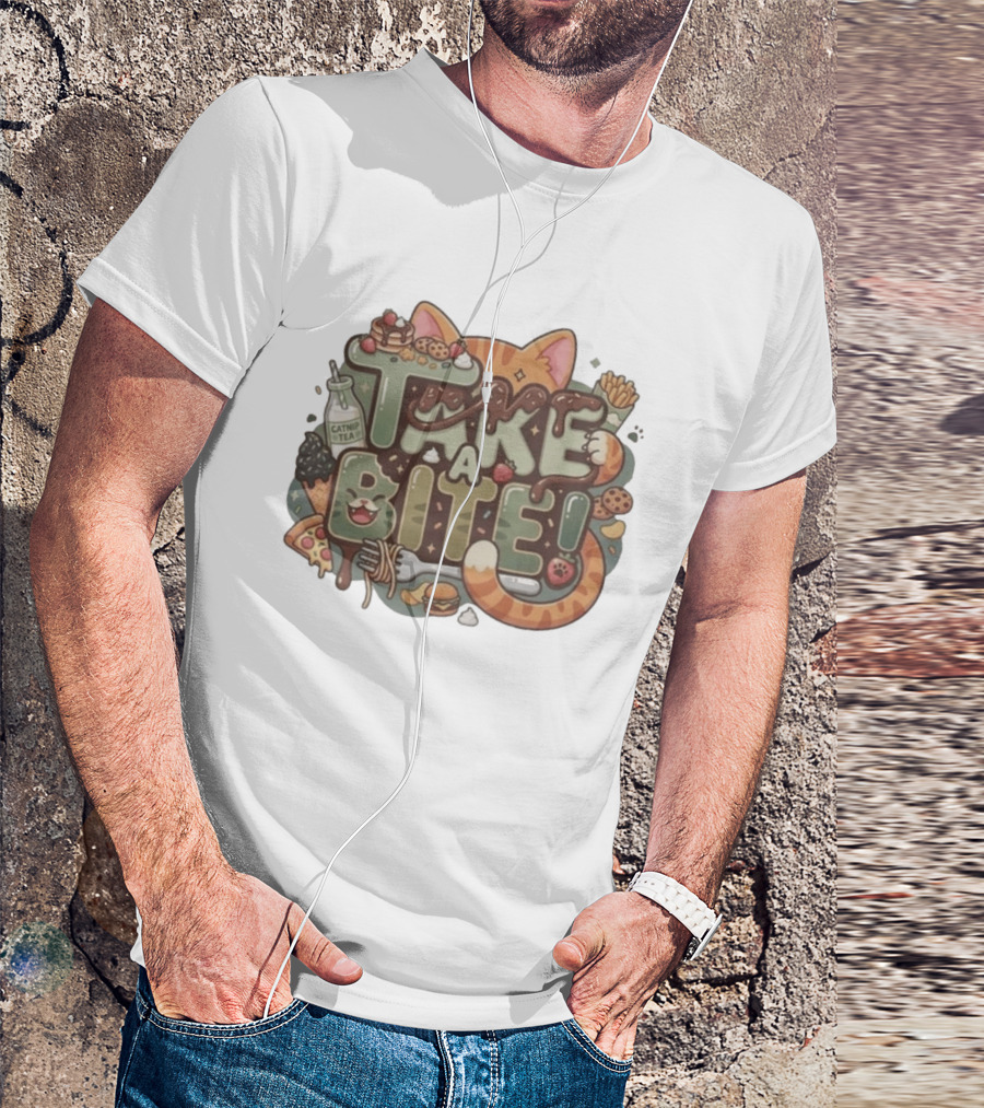 Take A Bite Tabitha's Choice Catnip Tea Pizza Cookies Fries Cat Burger T-Shirt