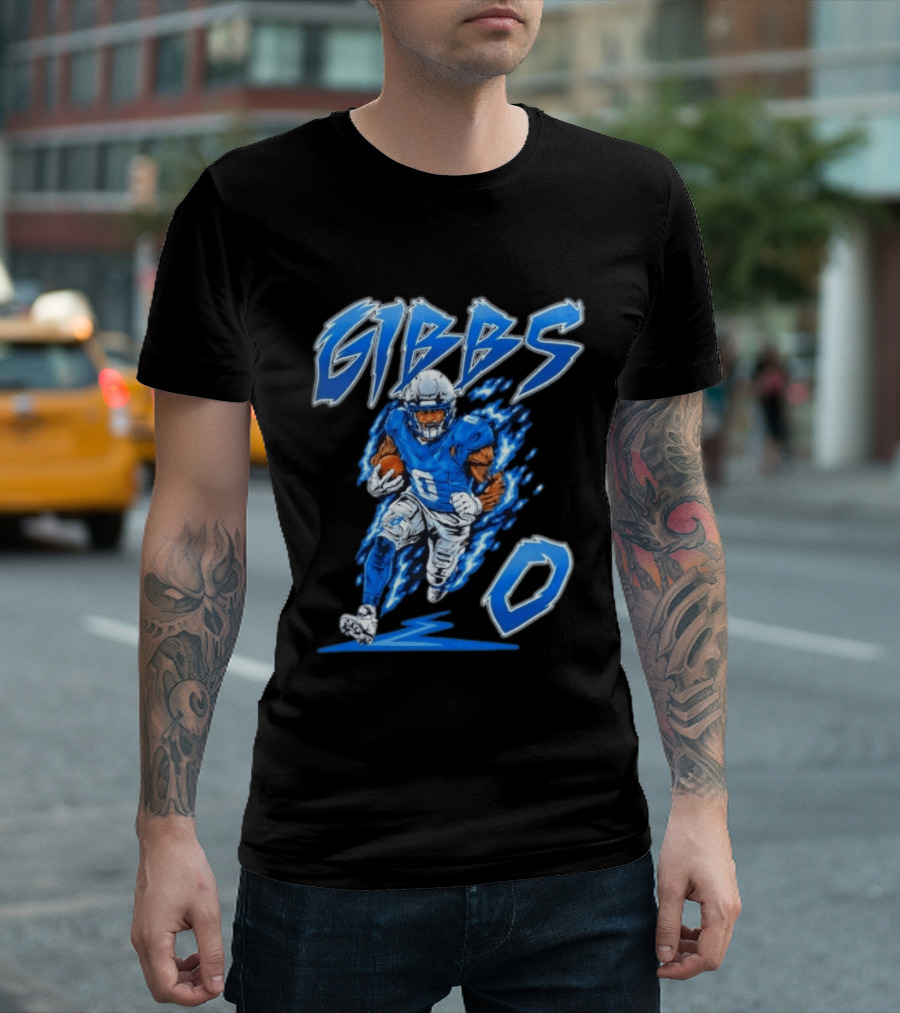 Gibbs No 0 Detroit Lions Football Player Action T-Shirt