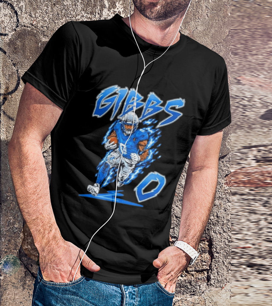 Gibbs No 0 Detroit Lions Football Player Action T-Shirt