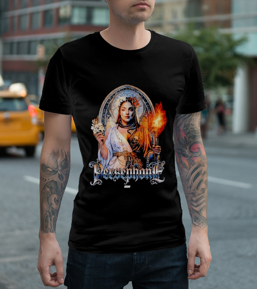 La Diosa Persephone Mythology AEW Wrestling Flame And Flowers T-Shirt