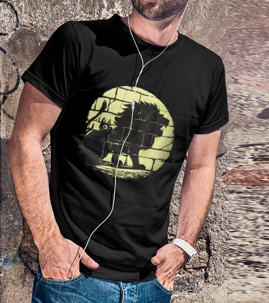 Lion Shadow Black Cat Courageous Kitten Moon T-Shirt