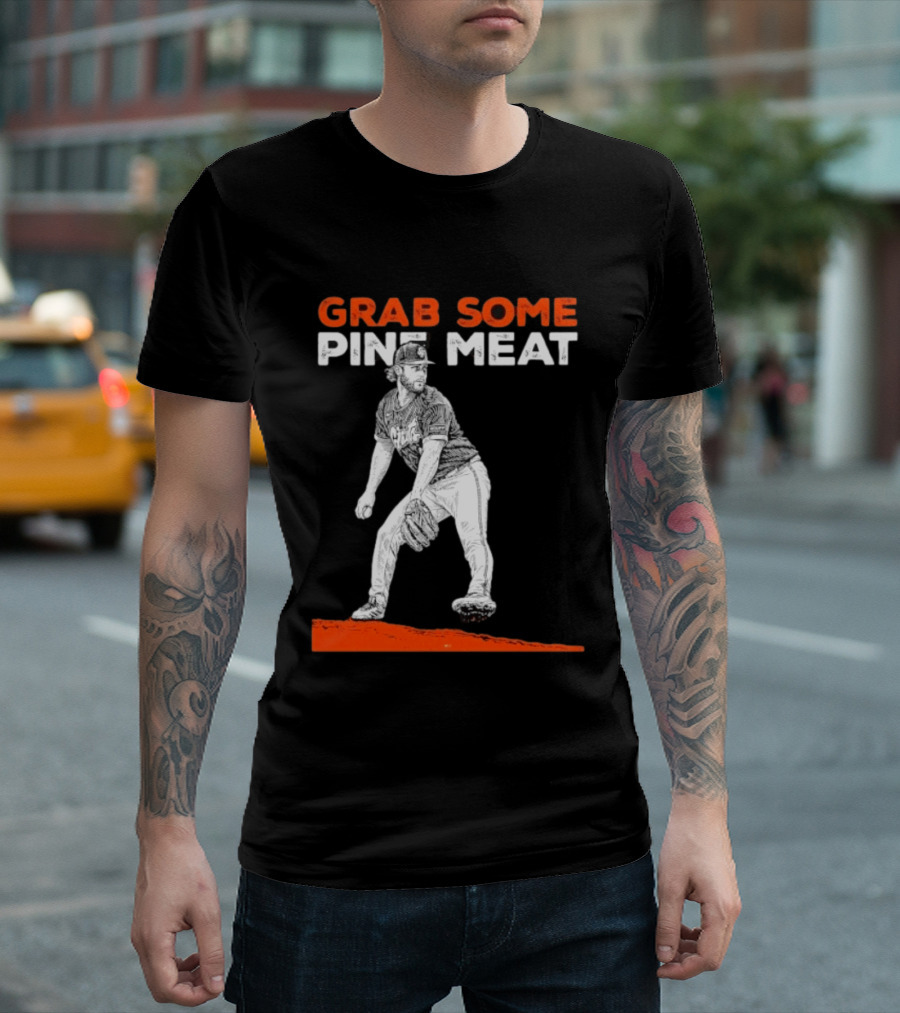 Grab Some Pine Meat SF Giants Mike Krukow Pitching T-Shirt