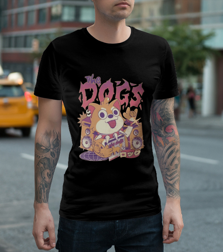 The Dogs Rock Shiba Inu Puppy Punk Rock Music Band With Speakers T-Shirt